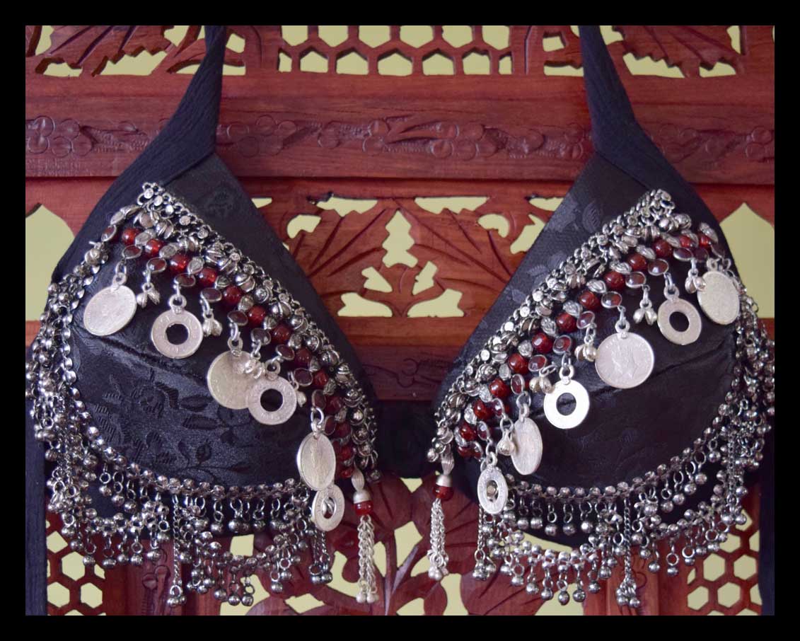 Shiny Tribal Style Belly Dance Bra ATS Tops With Bronze Coins Drapes -   Canada